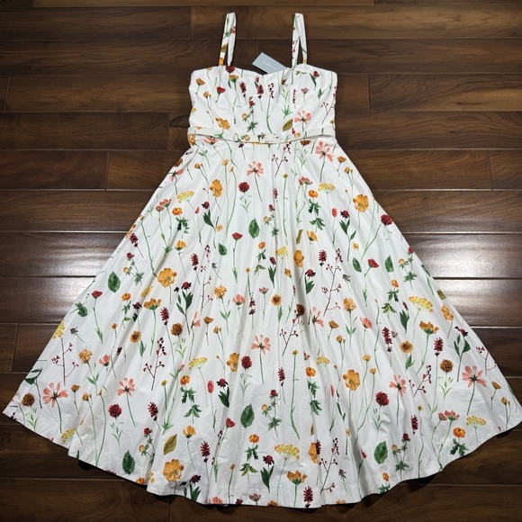 ANTONIO MELANI Dresses & Skirts - Antonio Melani Style By Simkins Size 14 White Floral Maybry Belt Maxi Dress